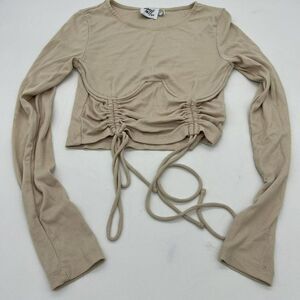 Princess Polly Adjustable Cinch Long Sleeve Cropped Blouse Size 8